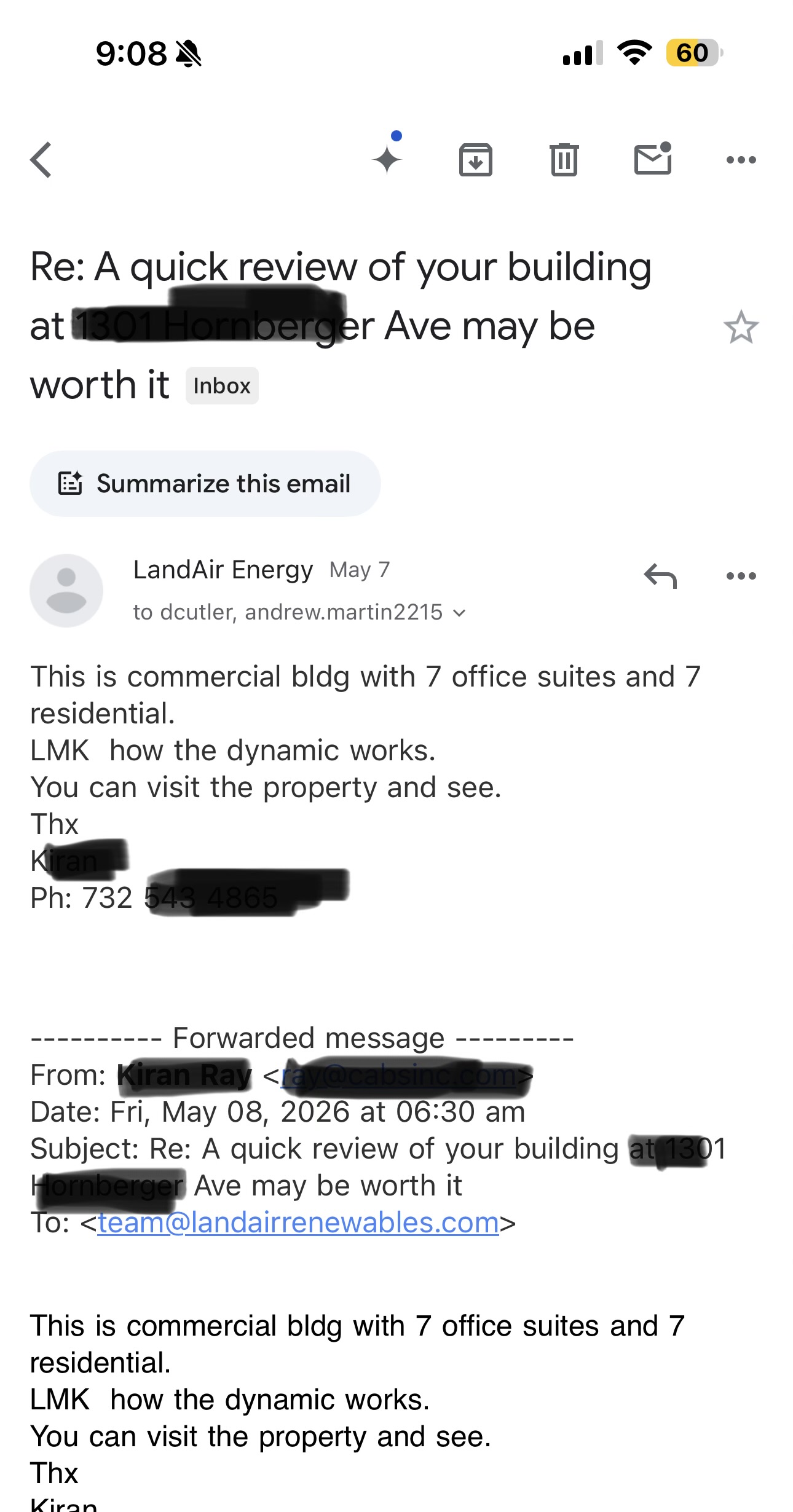 Email reply from commercial building owner - May 2026